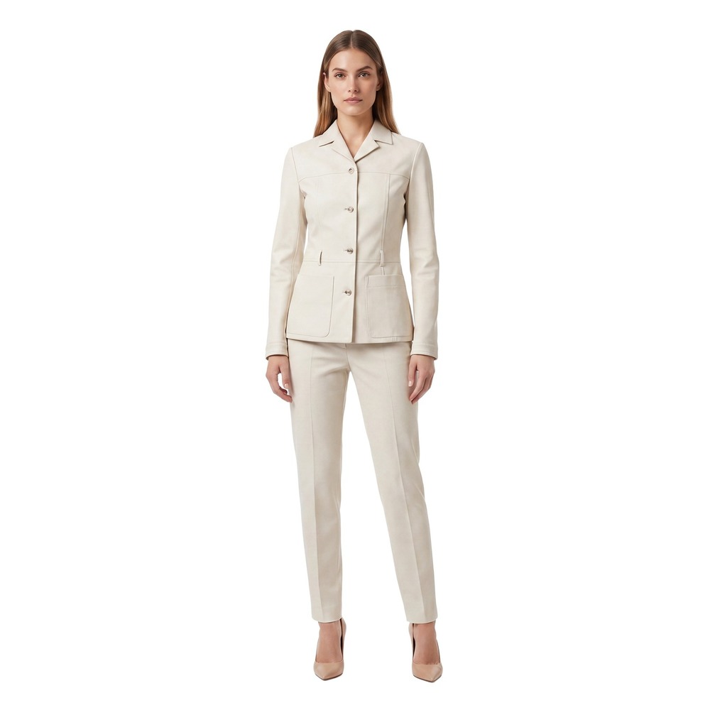 PRADA Milano Cream Ivory Pant Suit Set Jacket Pants Women IT 40